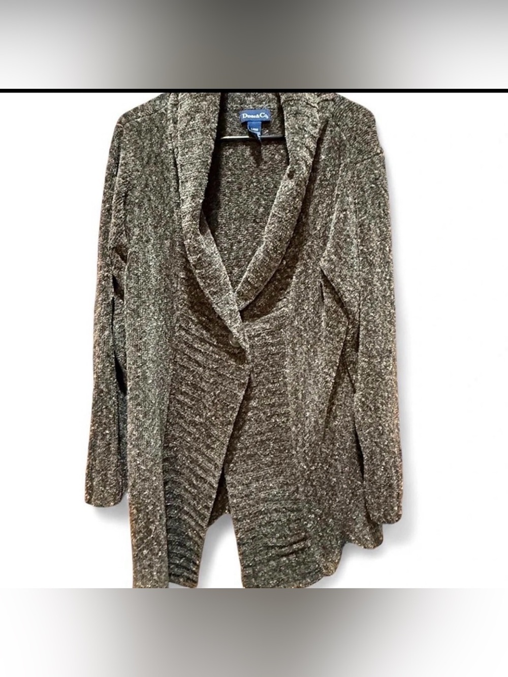 Denim&Co Olive Green Shawl Collar Open Front Cardigan